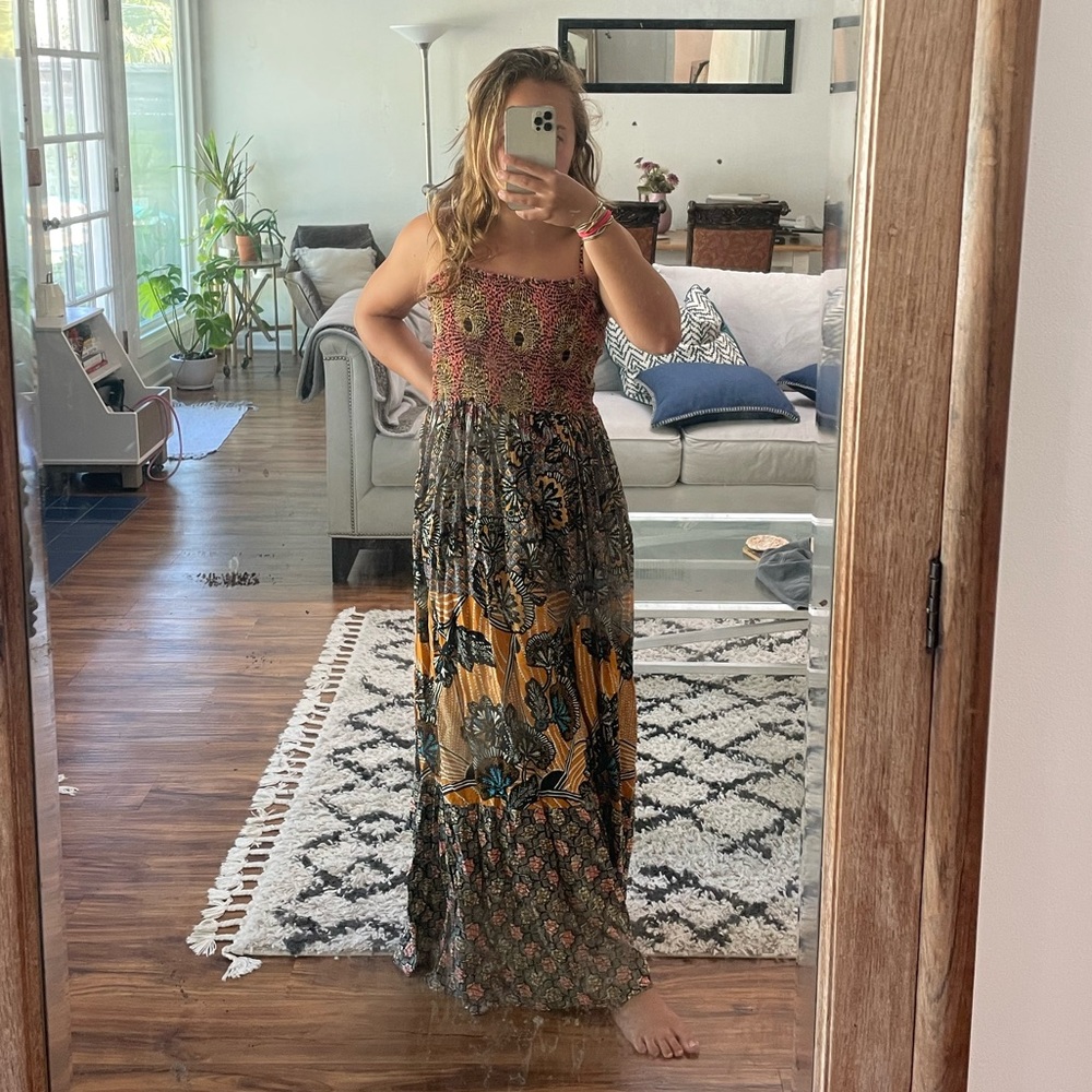 Anthropologie long dress. Such beautiful design and colors.